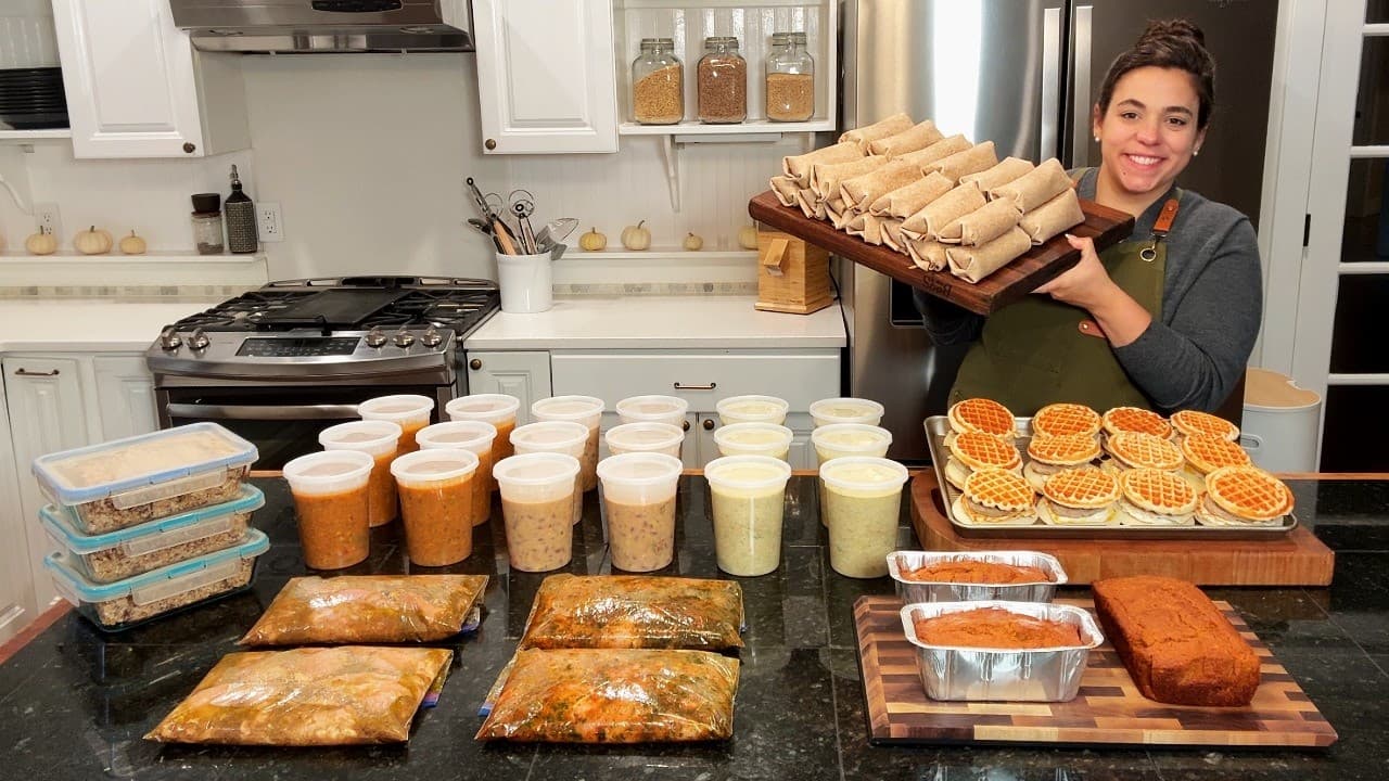 Cover Image for Youtube video: Cook Once and Eat For Two Months! Breakfast, Lunch, Dinner, and Snack Freezer Meals!